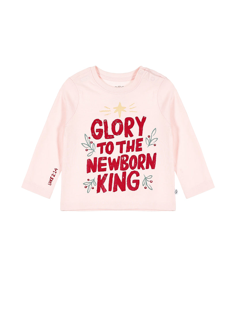 Baby Glory to the Newborn King Pink T-Shirt Cotton | Long Sleeve