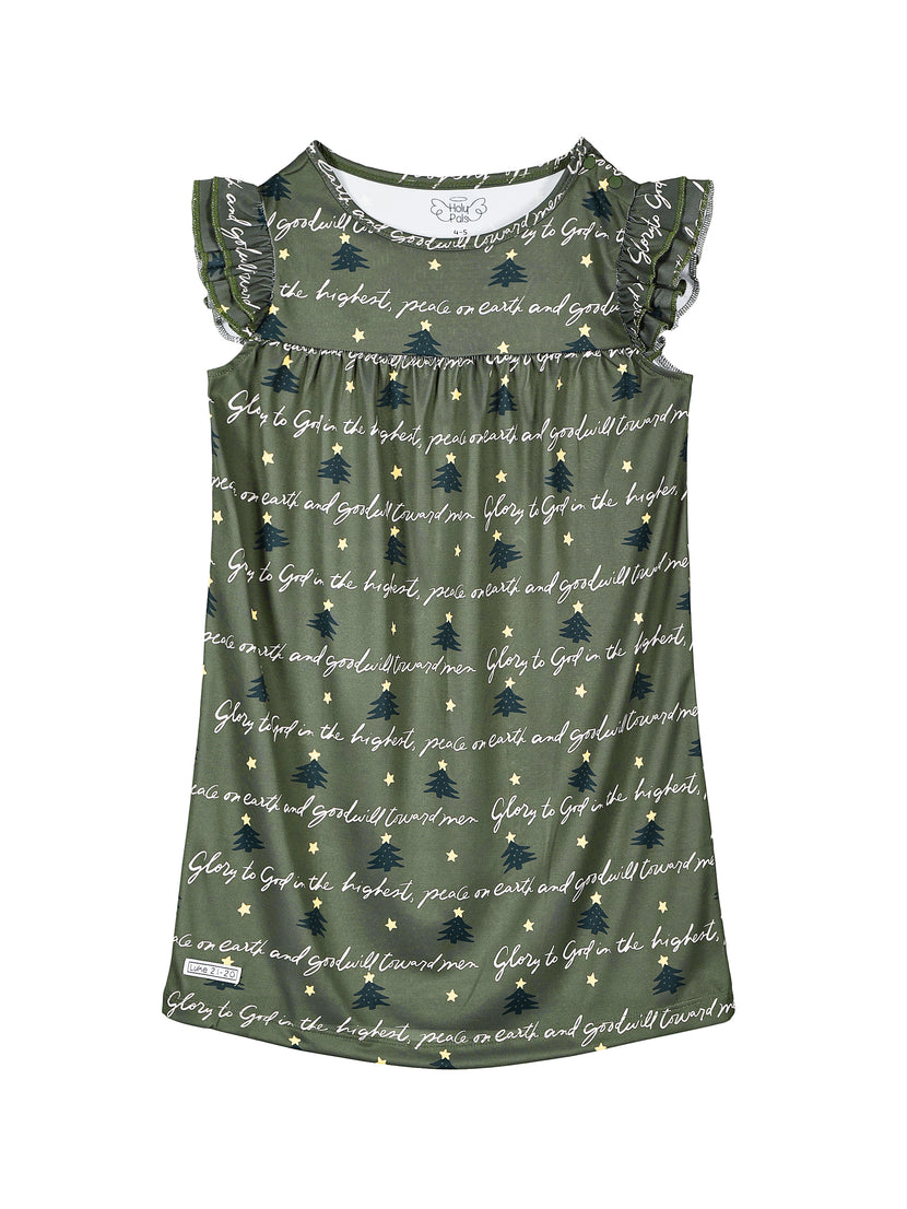 Glory to God Olive Girls Nightgown Polyester