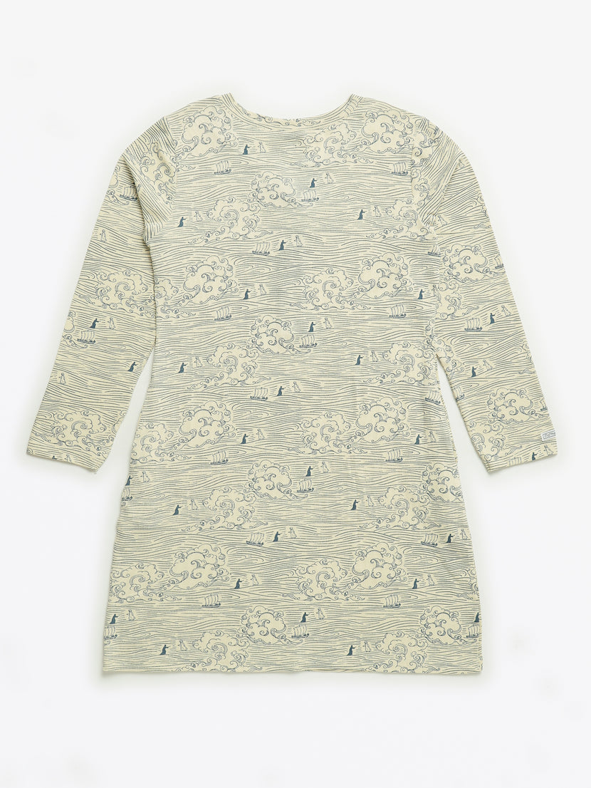 Walking on Water Womens Nightgown PJ Ribbed Cotton-Bamboo Blend