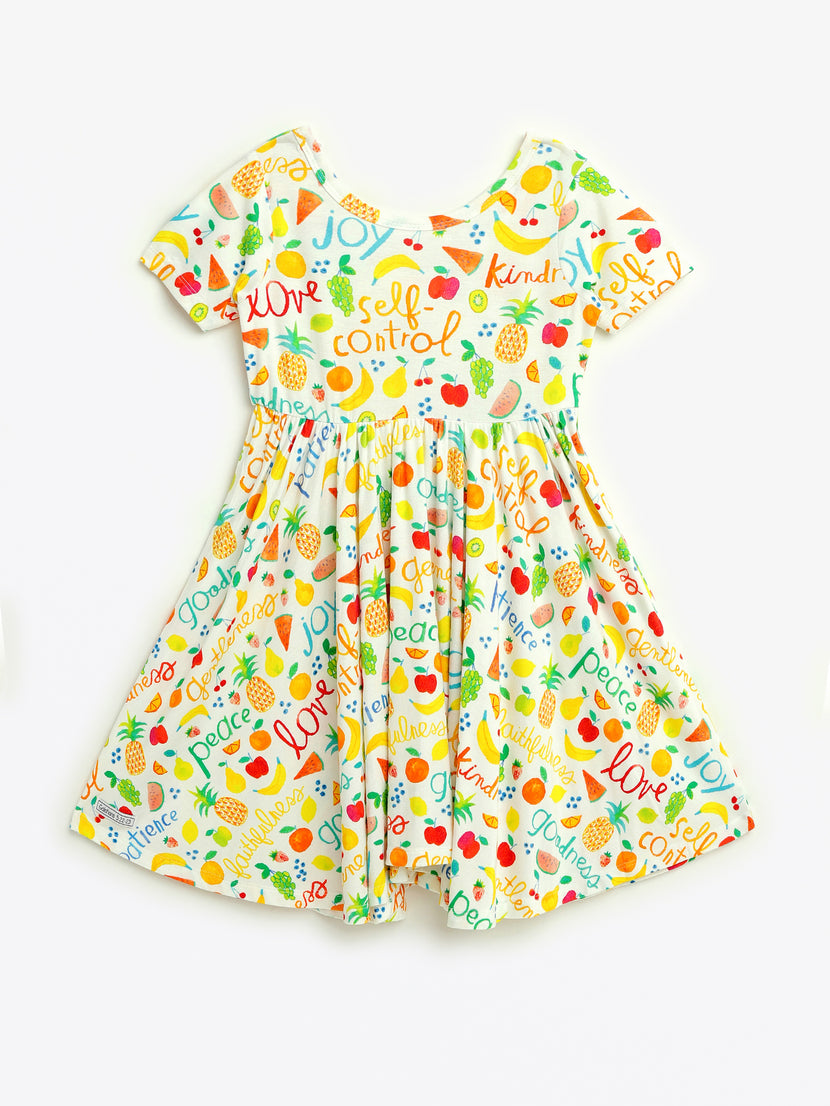 Fruit of the Spirit Short Sleeve Twirl Dress Bamboo