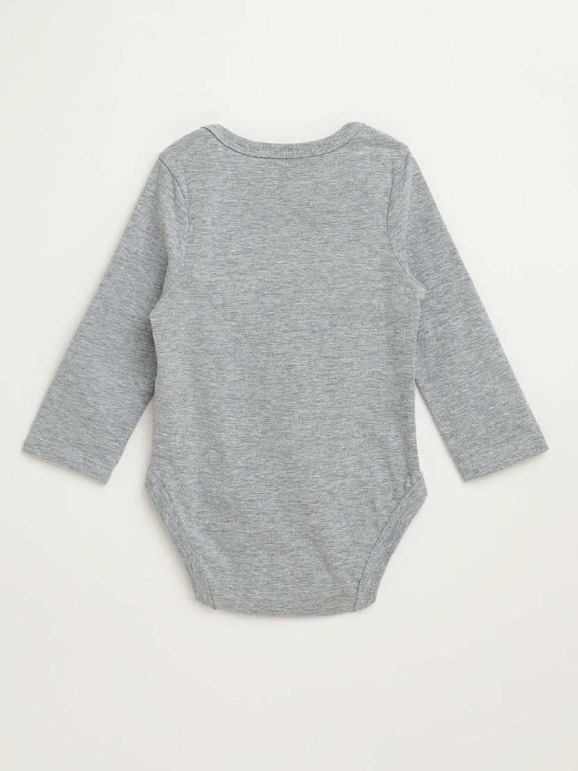 Baby Heather Gray Prayer Pocket Bodysuit | Long Sleeve
