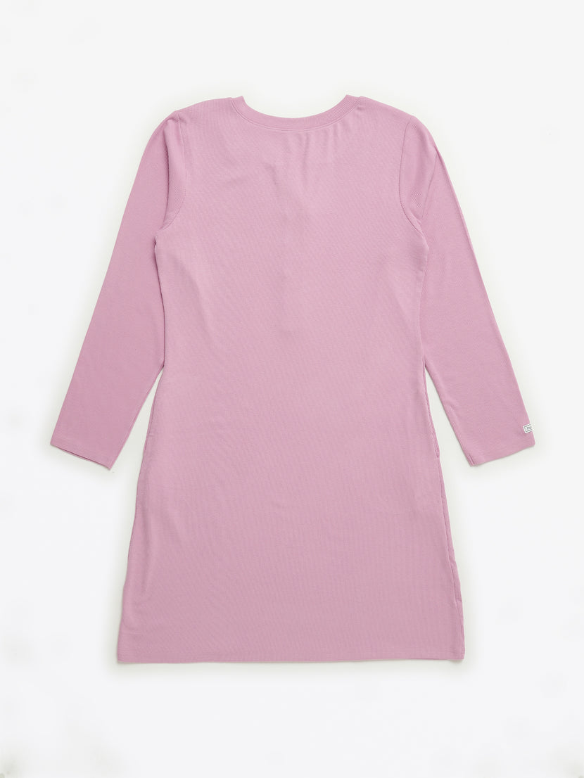 Solid Mauve Womens Nightgown PJ Ribbed Cotton-Bamboo Blend