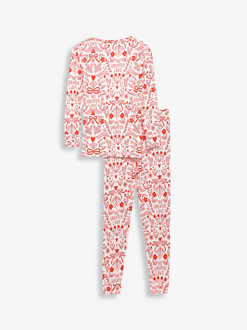 No Greater Love Pink PJ Long Sleeve Set Bamboo