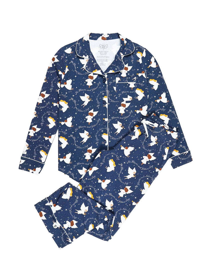 Heaven & Nature Sing PJ Womens Notch Collar Set Cotton