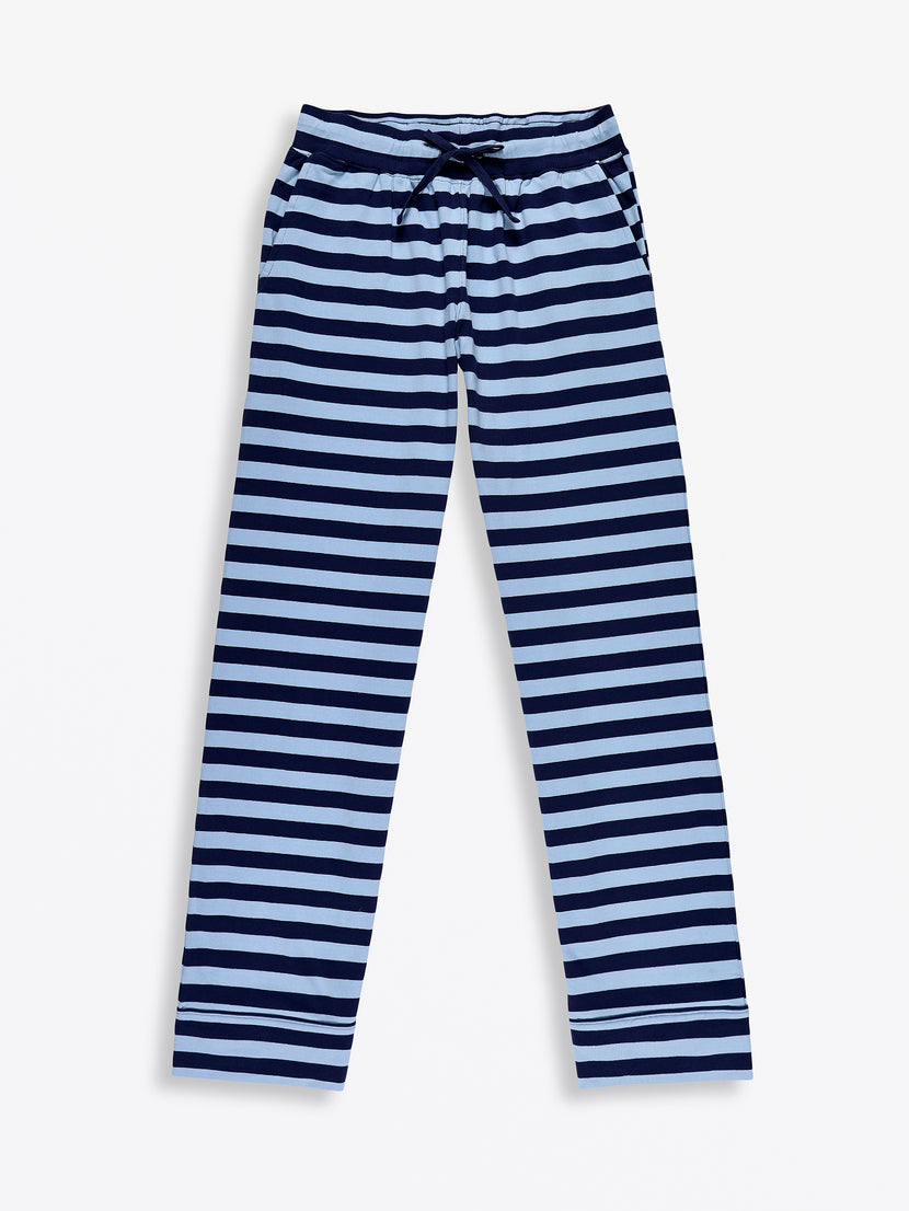 No Greater Love Blue Womens PJ Notch Collar Set Cotton