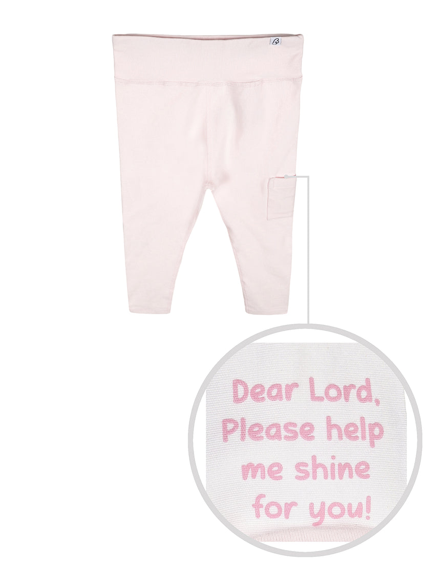 Kids Shine Prayer Pocket Heavenly Pink Leggings