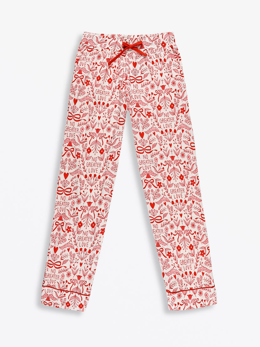 No Greater Love Pink Women's PJ Notch Collar Set Bamboo
