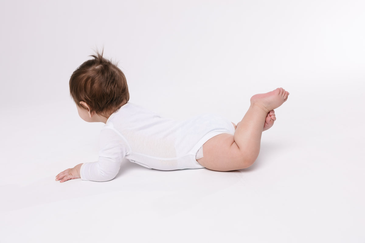 White Prayer Pocket Long Sleeve Bodysuit Cotton