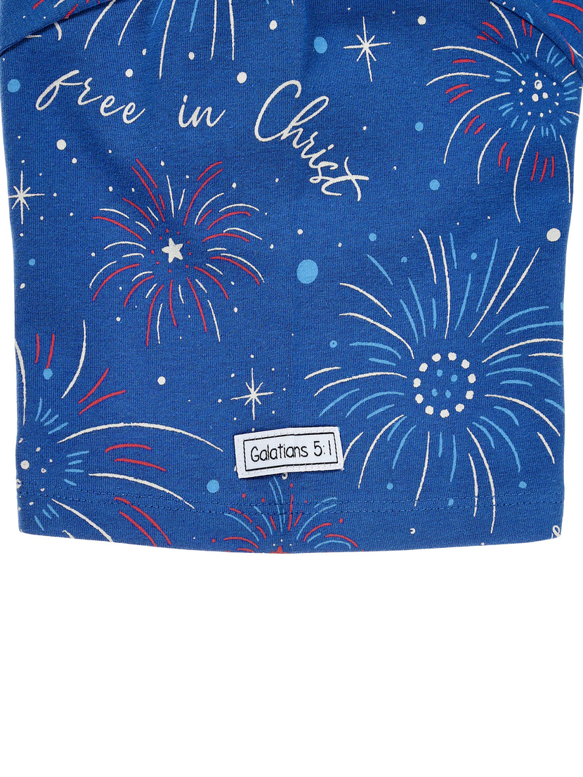 Set Free in Christ Womens PJ Shorts Set Cotton