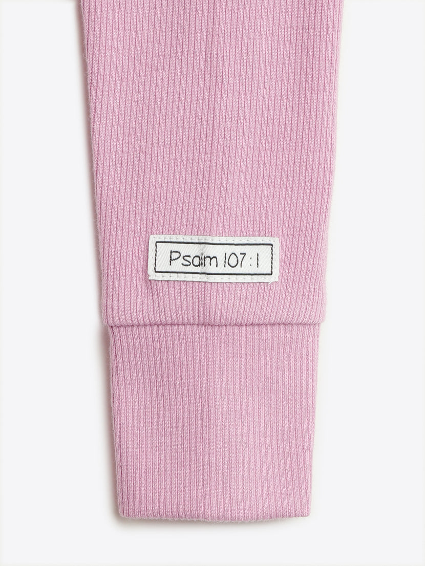 Solid Mauve PJ Footless Onesie Ribbed Cotton-Bamboo Blend