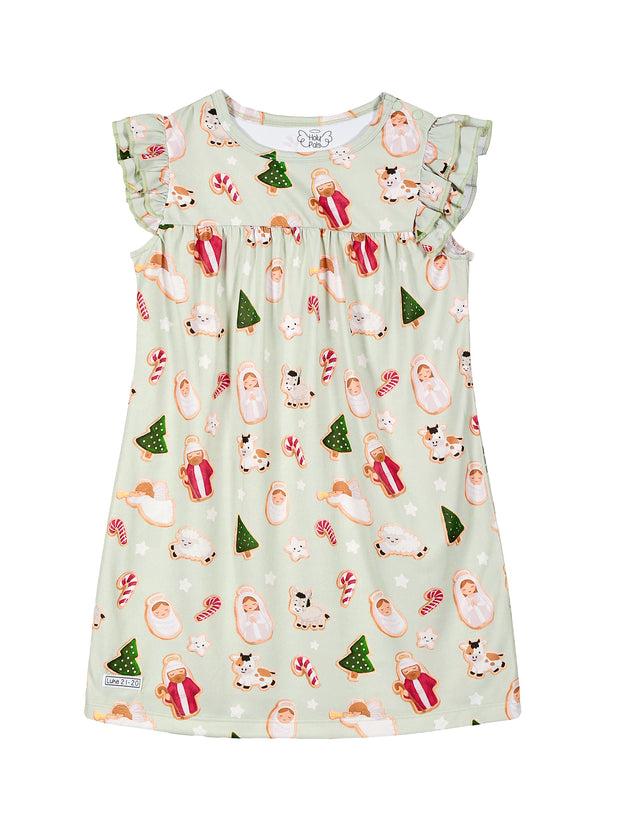Gingerbread Jesus PJ Girls Nightgown Polyester