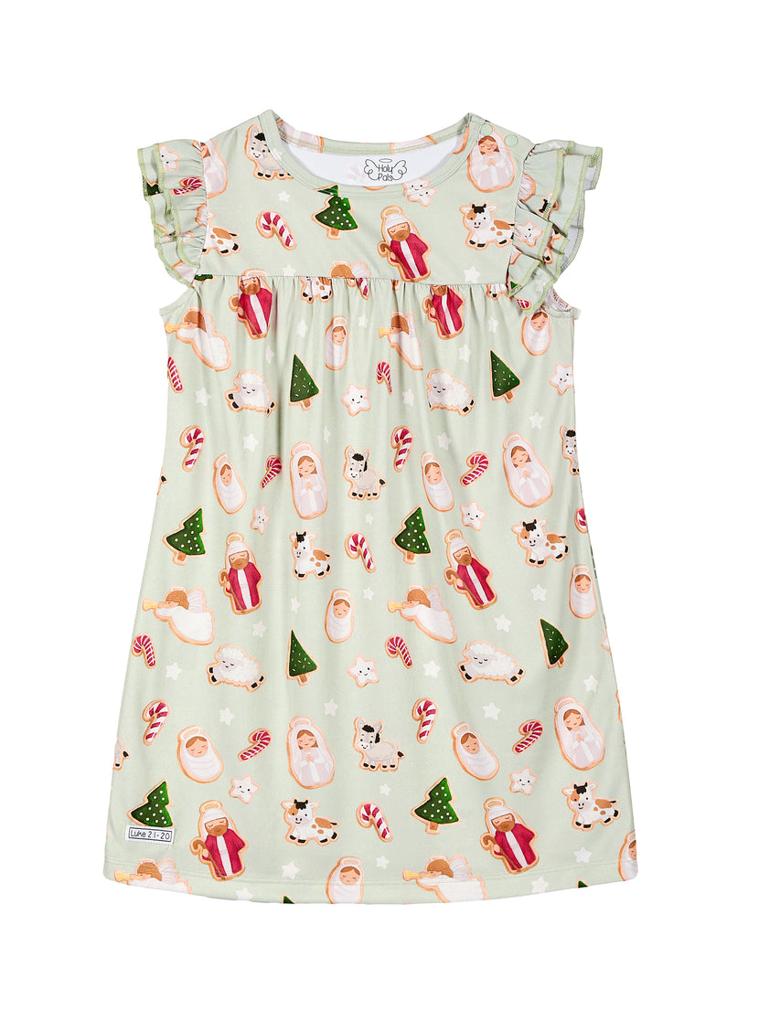 Gingerbread Jesus PJ Girls Nightgown Polyester