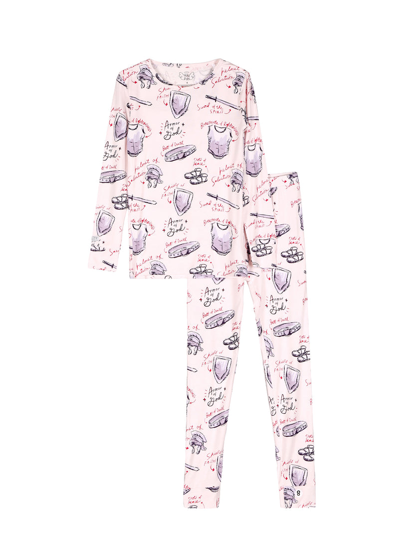 Armor of God Pink PJ Long Sleeve Set Bamboo
