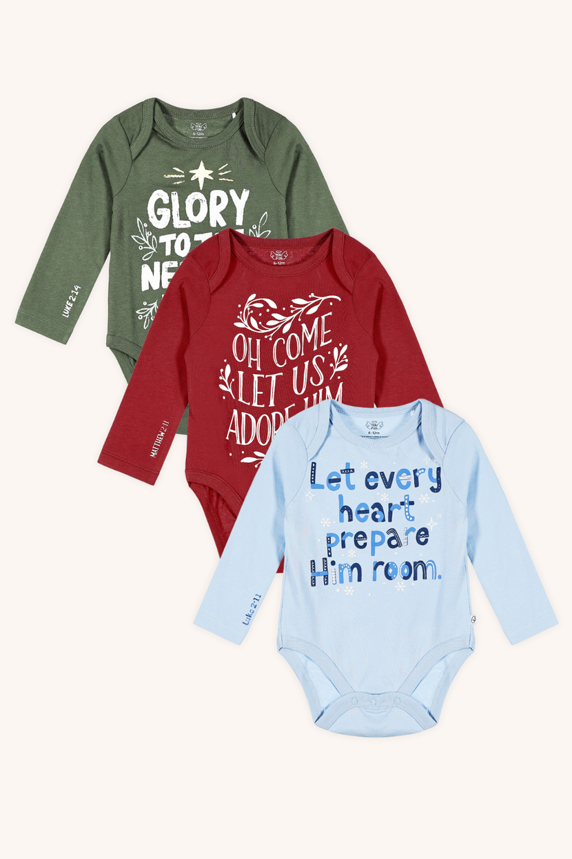 Baby Christmas Bodysuit Cotton Bundle | Long Sleeve