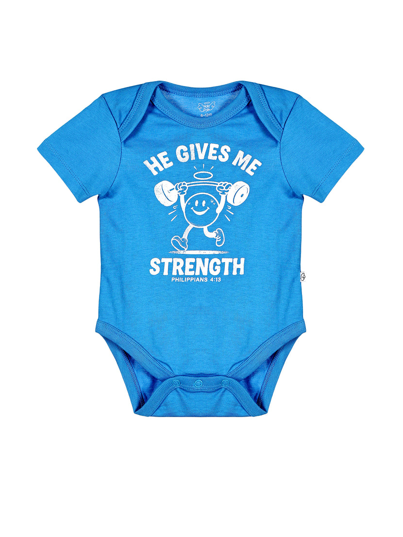Baby He Gives Me Strength Bodysuit Cotton | Short Sleeve