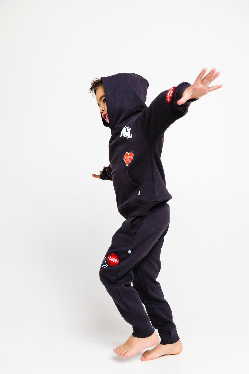 No Greater Love Vintage Washed Black Cotton Fleece Jogger