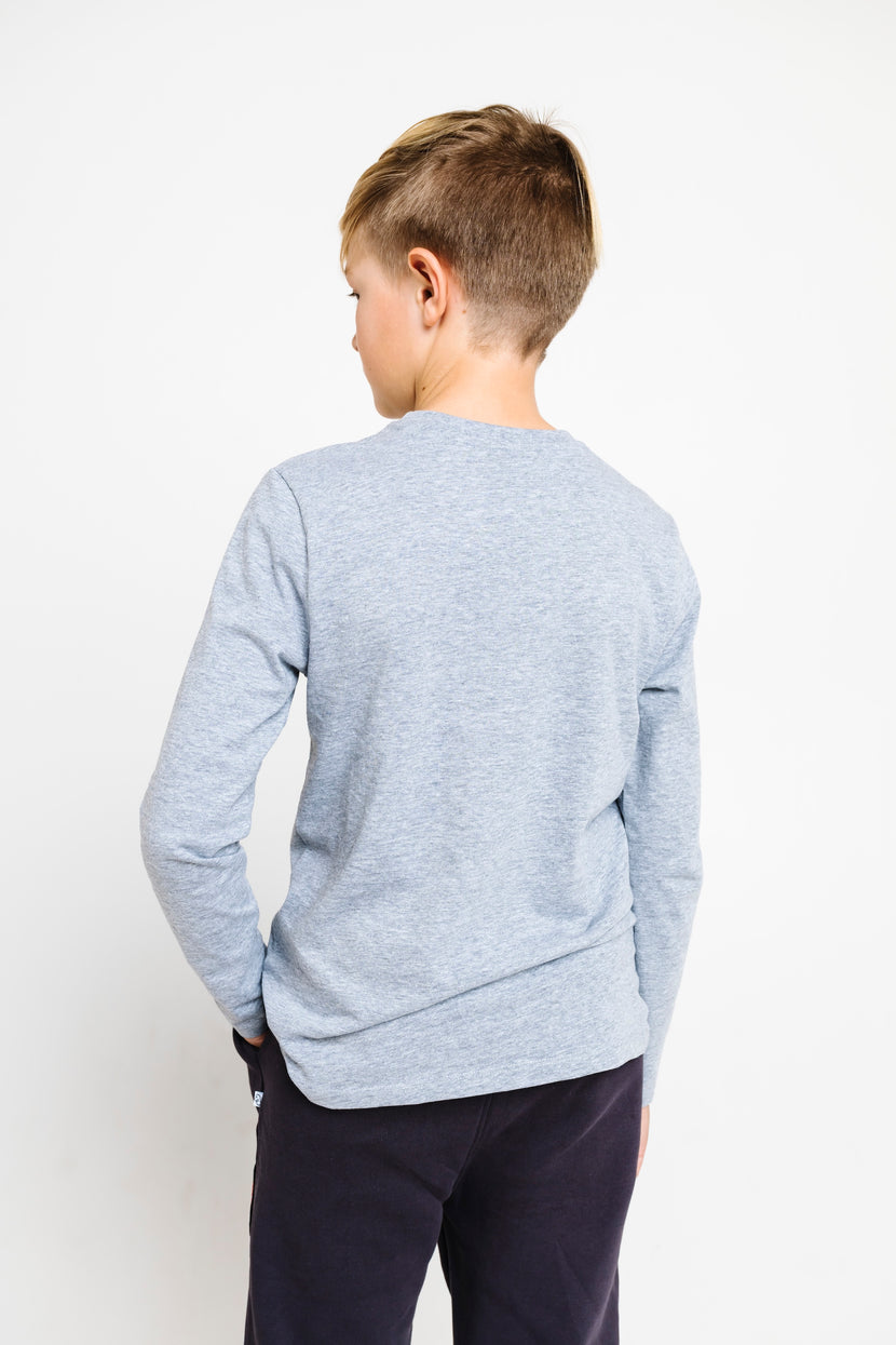 Kids Heather Gray Prayer Pocket T-Shirt | Long Sleeve