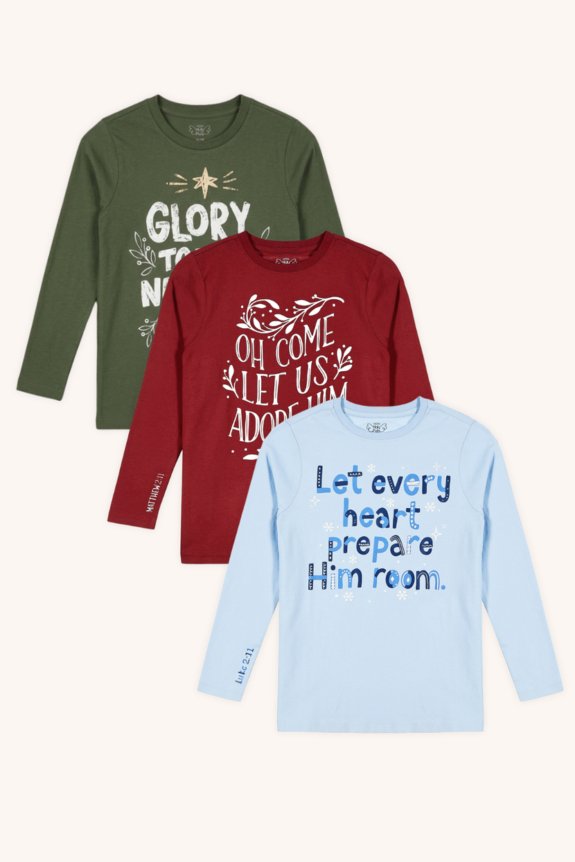 Kids Christmas T-Shirt Cotton Bundle | Long Sleeve
