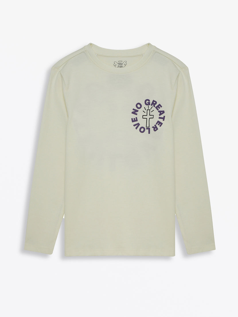 Baby No Greater Love Purple T-Shirt Cotton | Long Sleeve