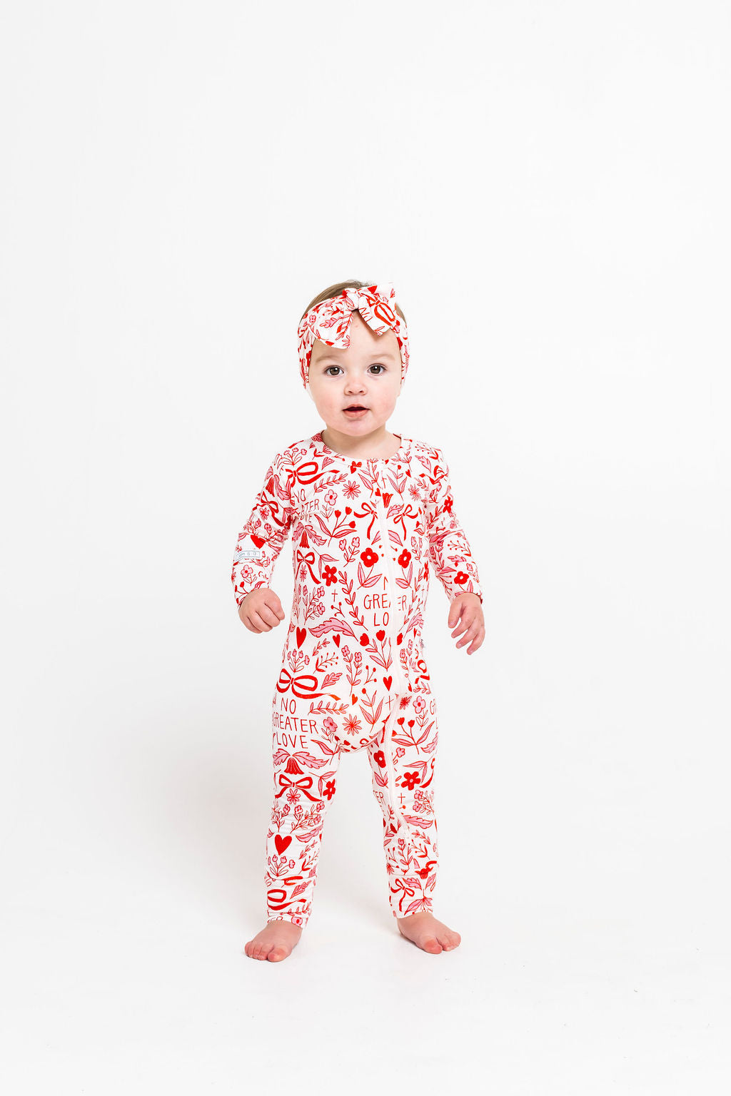 No Greater Love Pink Footless Onesie Bamboo – Holy Pals
