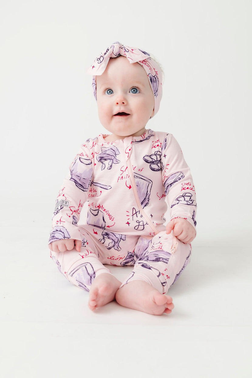 Armor of God Pink PJ Footless Onesie Bamboo
