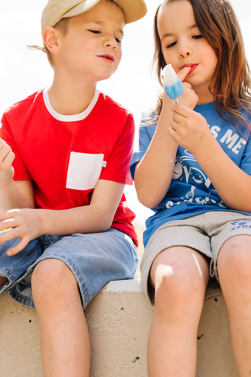 Kids Shine Red Prayer Pocket T-Shirt | Short Sleeve