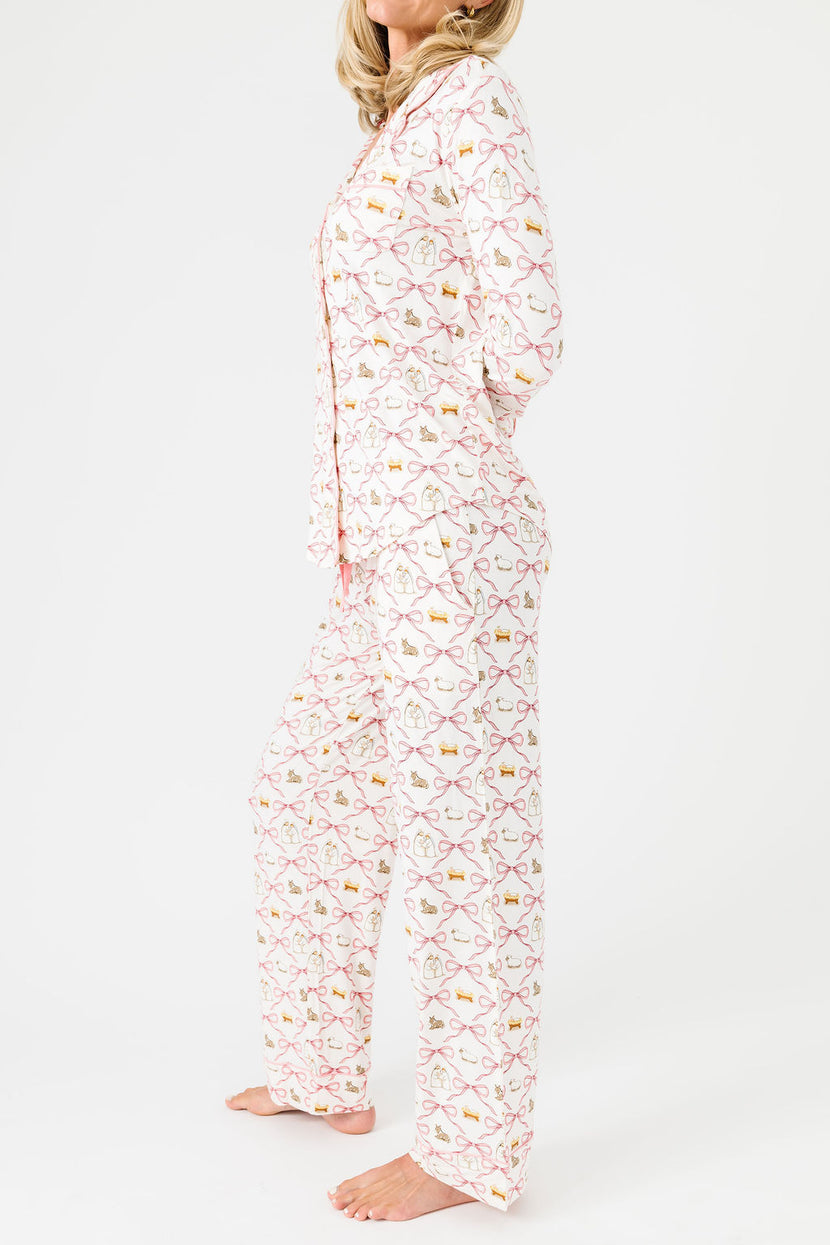 Let Us Adore Him PJ Womens Notch Collar Set Bamboo
