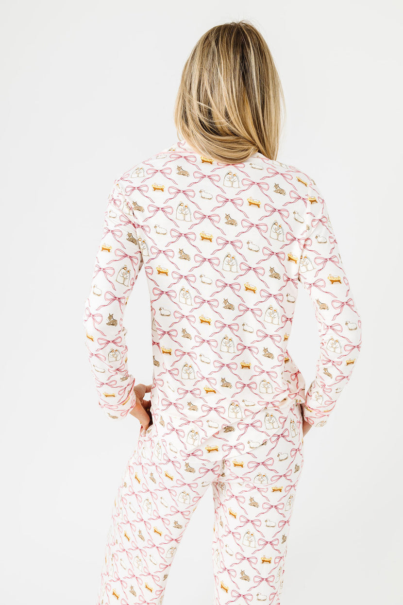 Let Us Adore Him PJ Womens Notch Collar Set Bamboo
