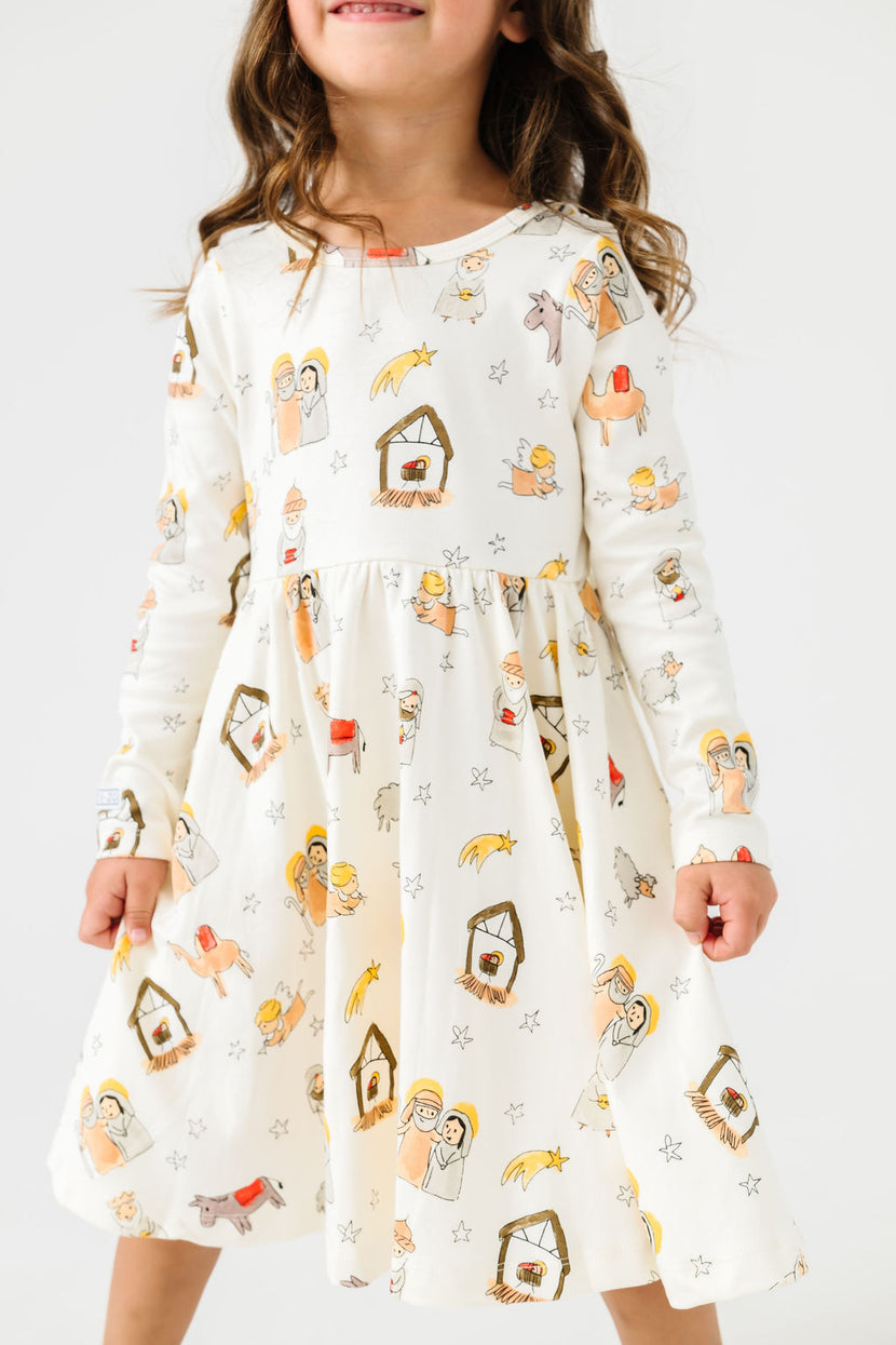 Away in a Manger Twirl Dress Cotton