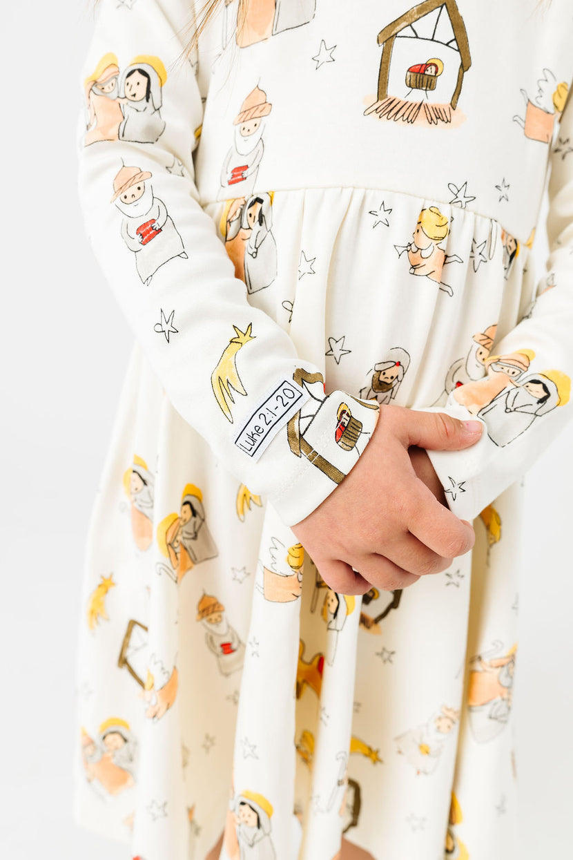 Away in a Manger Twirl Dress Cotton