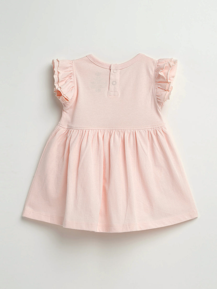 Baby Pink Prayer Pocket Twirl Dress Bodysuit | Short Sleeve