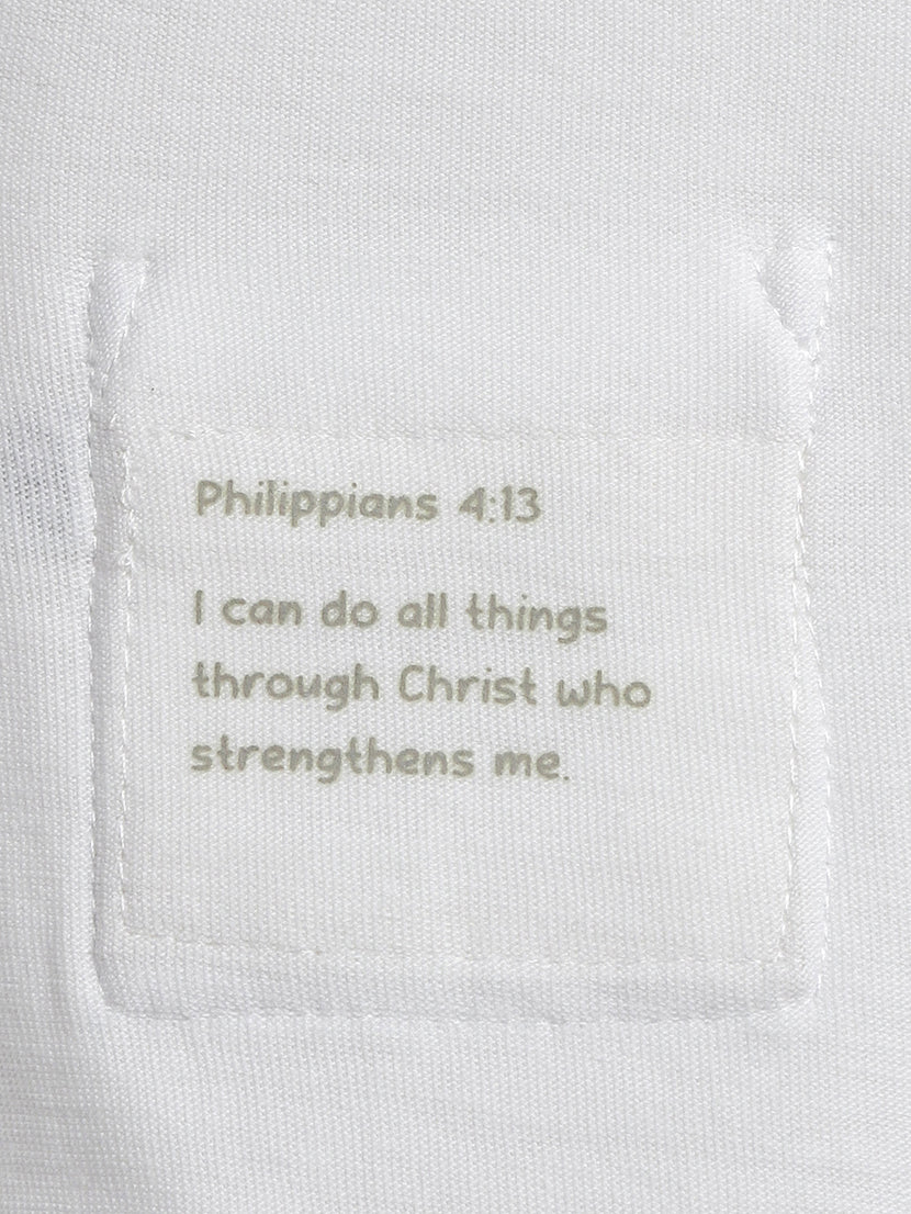 Baby White Prayer Pocket Bodysuit | Long Sleeve