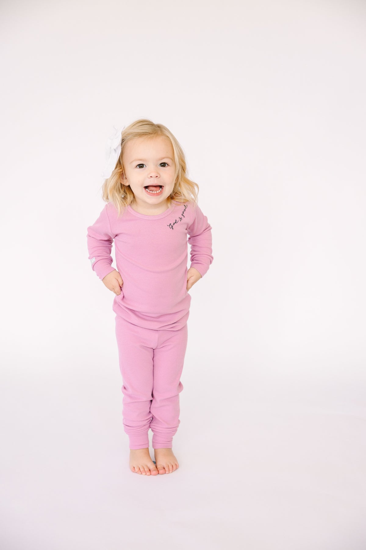 Solid Mauve PJ Long Sleeve Set Ribbed Cotton/Bamboo Blend