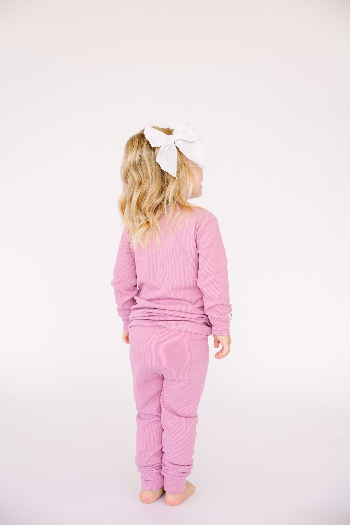 Solid Mauve PJ Long Sleeve Set Ribbed Cotton/Bamboo Blend