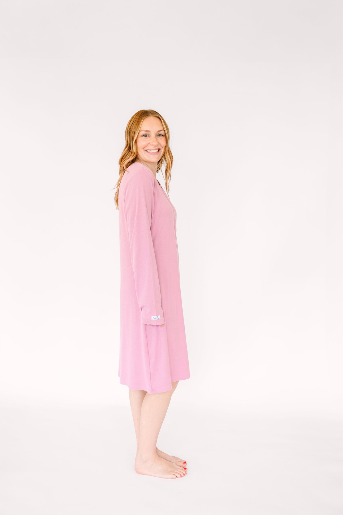 Solid Mauve Womens Nightgown PJ Ribbed Cotton/Bamboo Blend