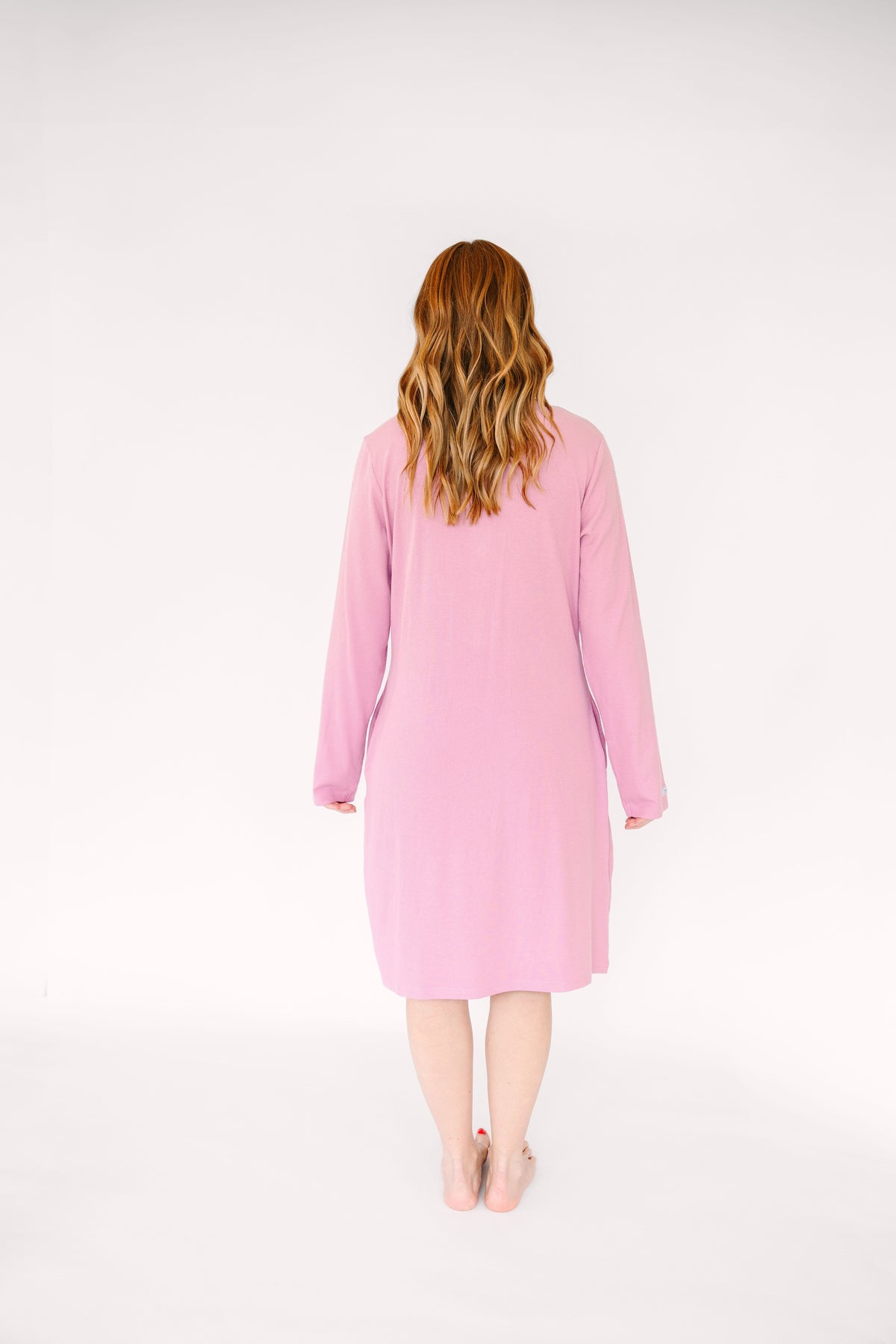 Solid Mauve Womens Nightgown PJ Ribbed Cotton/Bamboo Blend