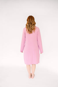 Solid Mauve Womens Nightgown PJ Ribbed Cotton/Bamboo Blend