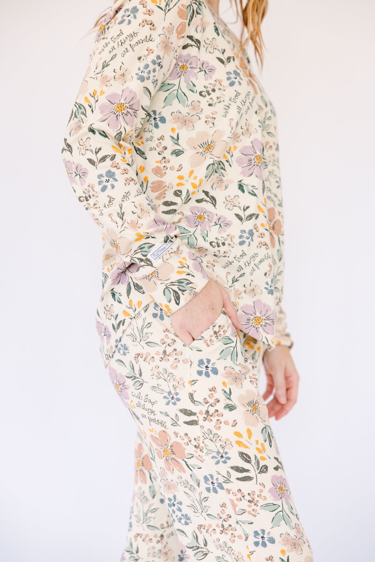 All Things Are Possible Womens PJ Jogger Set Ribbed Cotton/Bamboo Blend