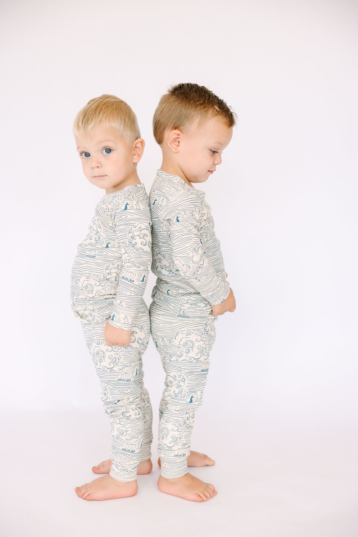 Walking on Water PJ Long Sleeve Set Ribbed Cotton/Bamboo Blend