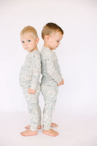Walking on Water PJ Long Sleeve Set Ribbed Cotton/Bamboo Blend