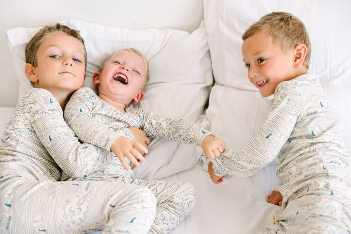 Walking on Water PJ Long Sleeve Set Ribbed Cotton/Bamboo Blend