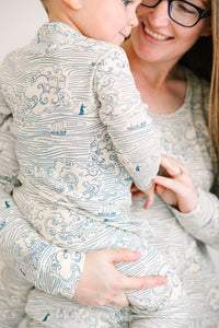 Walking on Water Womens PJ Jogger Set Ribbed Cotton/Bamboo Blend