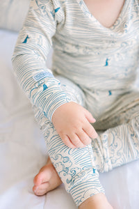 Walking on Water PJ Long Sleeve Set Ribbed Cotton/Bamboo Blend