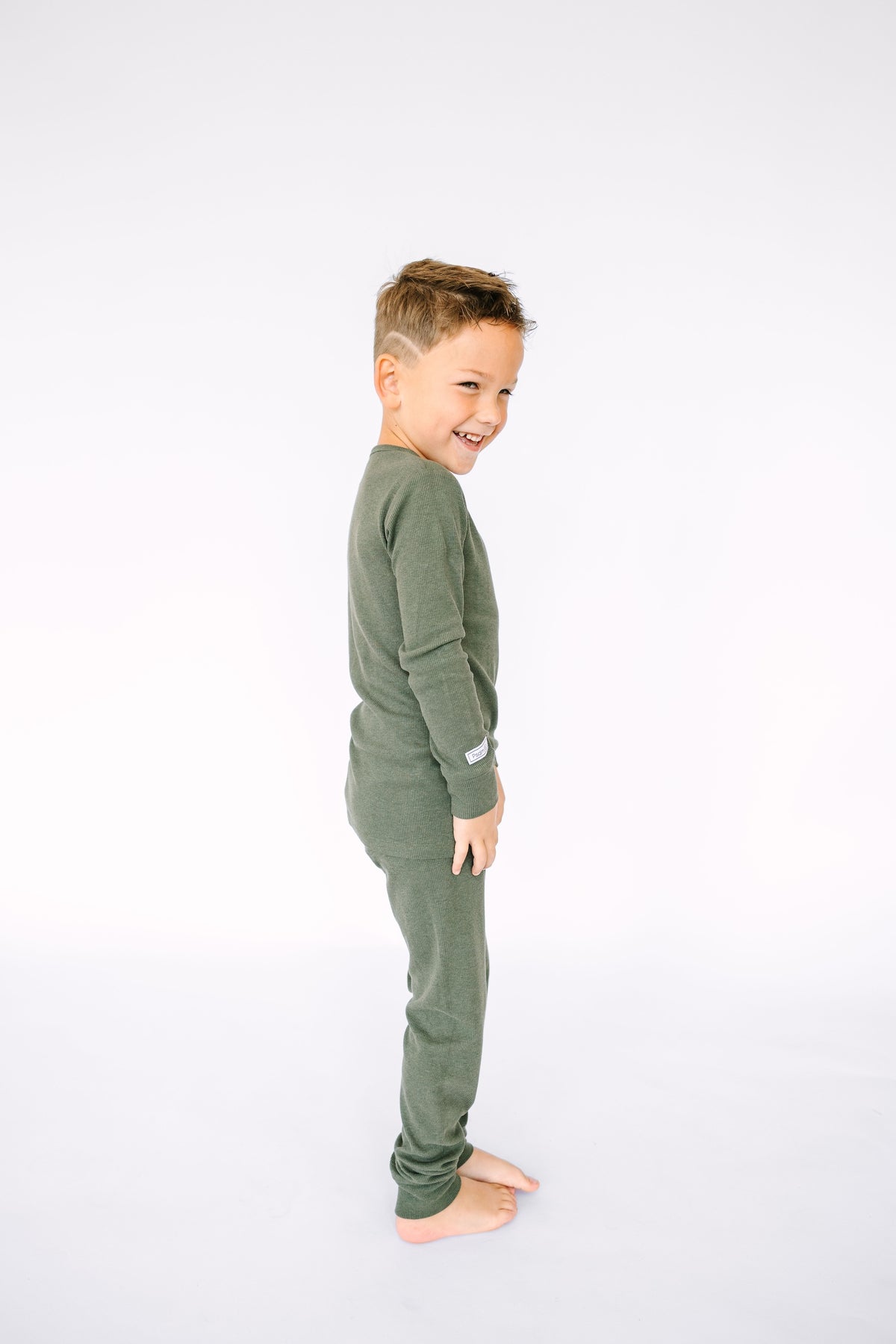 Solid Olive PJ Long Sleeve Set Ribbed Cotton/Bamboo Blend