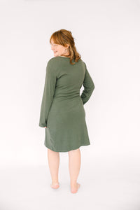 Solid Olive Womens Nightgown PJ Ribbed Cotton/Bamboo Blend