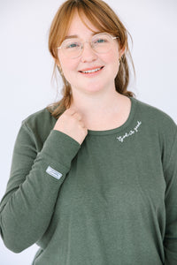 Solid Olive Womens PJ Jogger Set Ribbed Cotton/Bamboo Blend