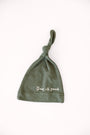 Solid Olive Knotted Hat Ribbed Cotton-Bamboo Blend
