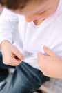 Kids White Prayer Pocket T-Shirt | Long Sleeve