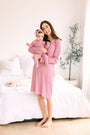 Solid Mauve Womens Nightgown PJ Ribbed Cotton-Bamboo Blend