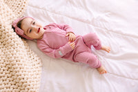 Solid Mauve PJ Footless Onesie Ribbed Cotton/Bamboo Blend